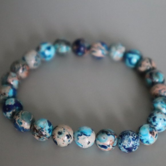 Blue Jasper Stretch Bracelet - Picture 2 of 11